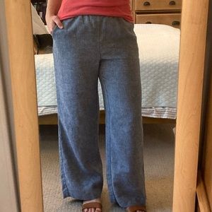 Lands’ End linen blend high waist, wide leg pants